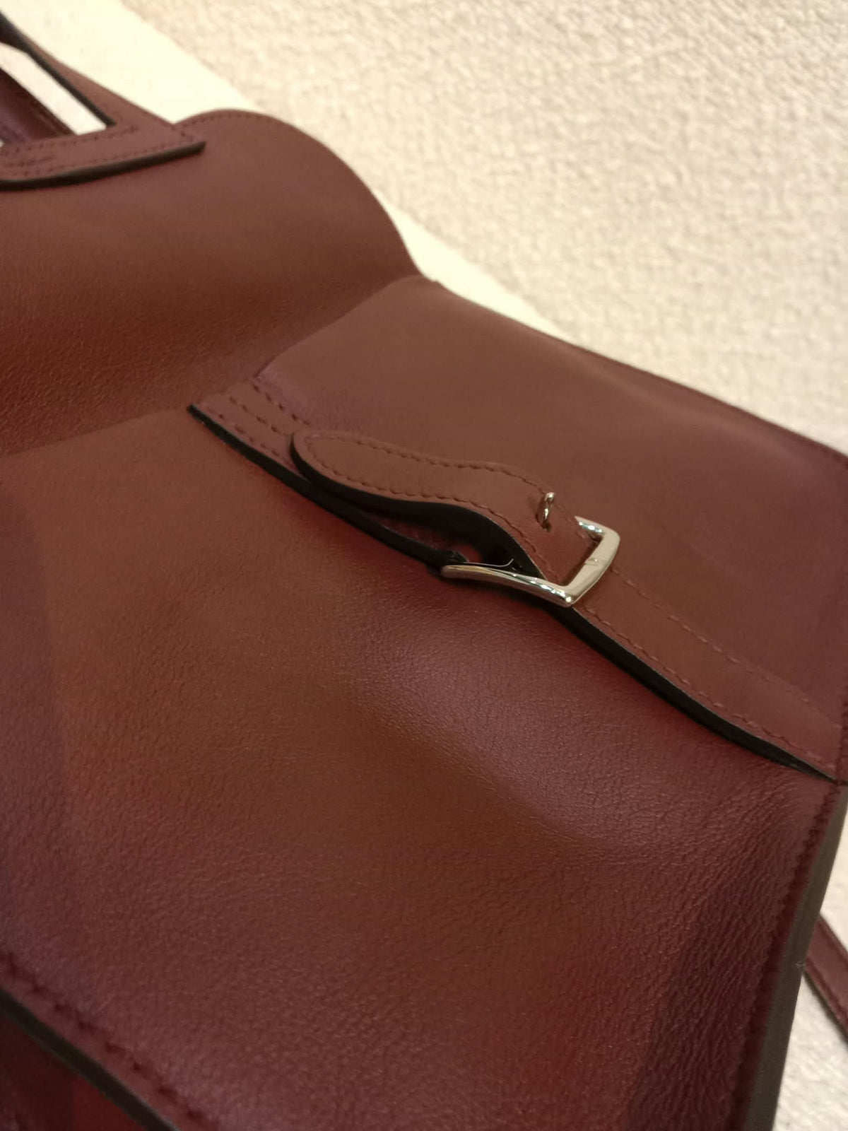 Hermes Halzan 22 Burgundy Clemence Stamp A 2017