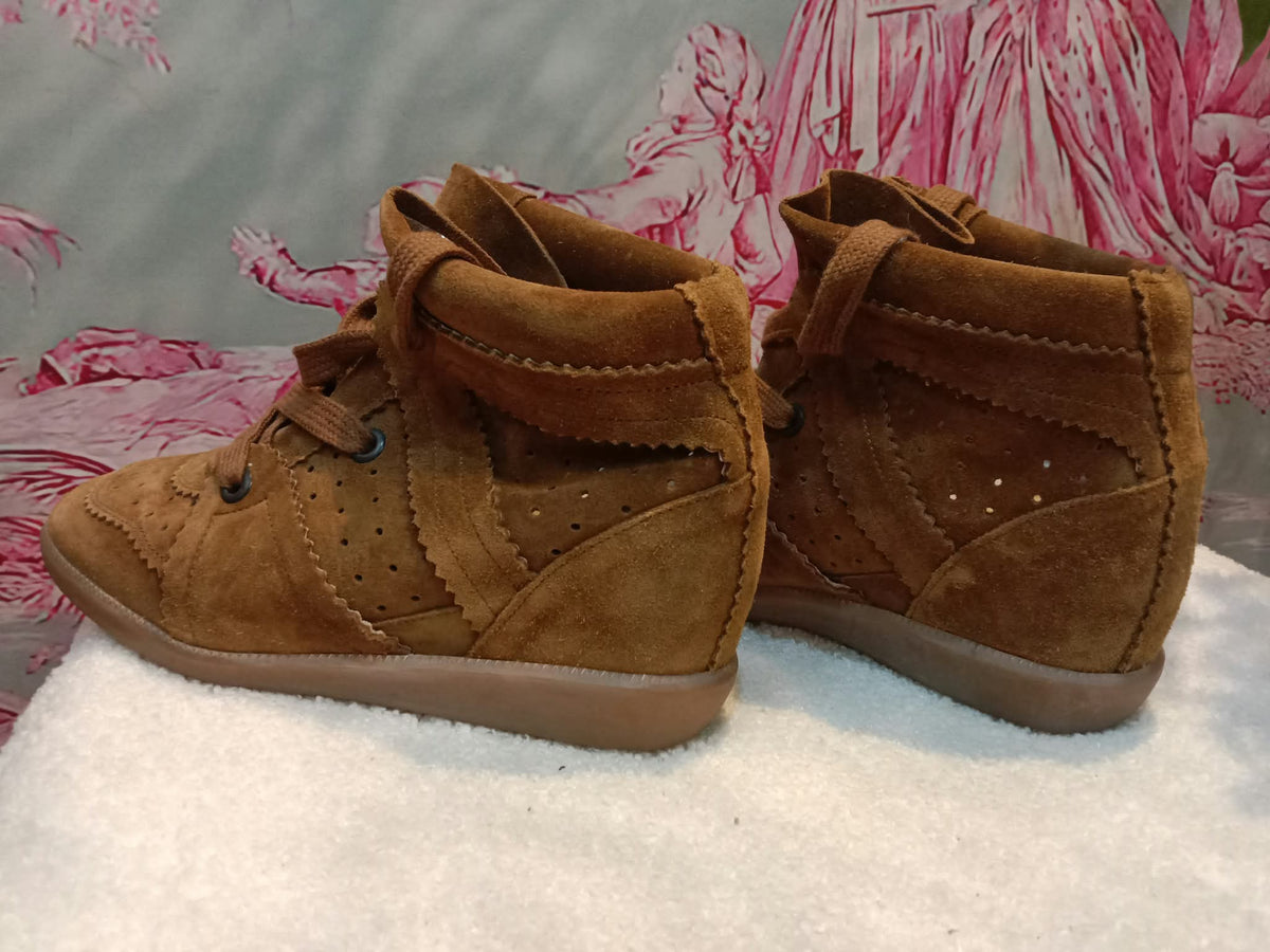 Isabel Marant Bobby Suede Sneaker Boots Brown/Caramel Size 38