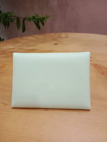 Hermes Calvi Duo Card Case Vert Fizz/Vert Criquet Clemence Stamp W 2024