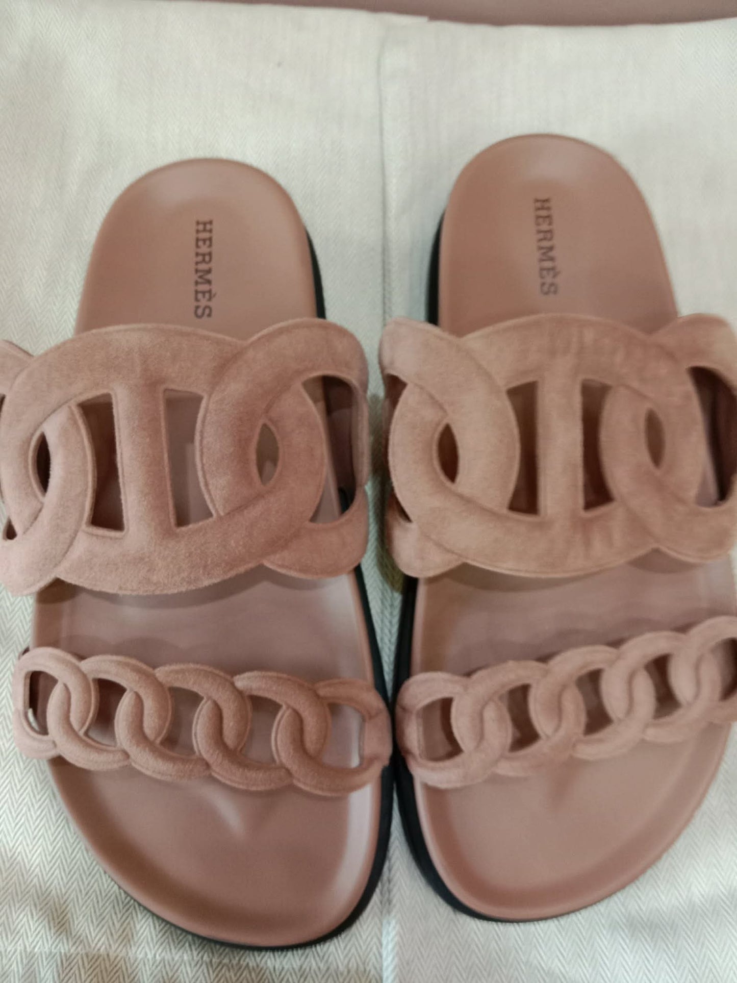 Hermes Extra Sandals Suede PInk Size 36.5