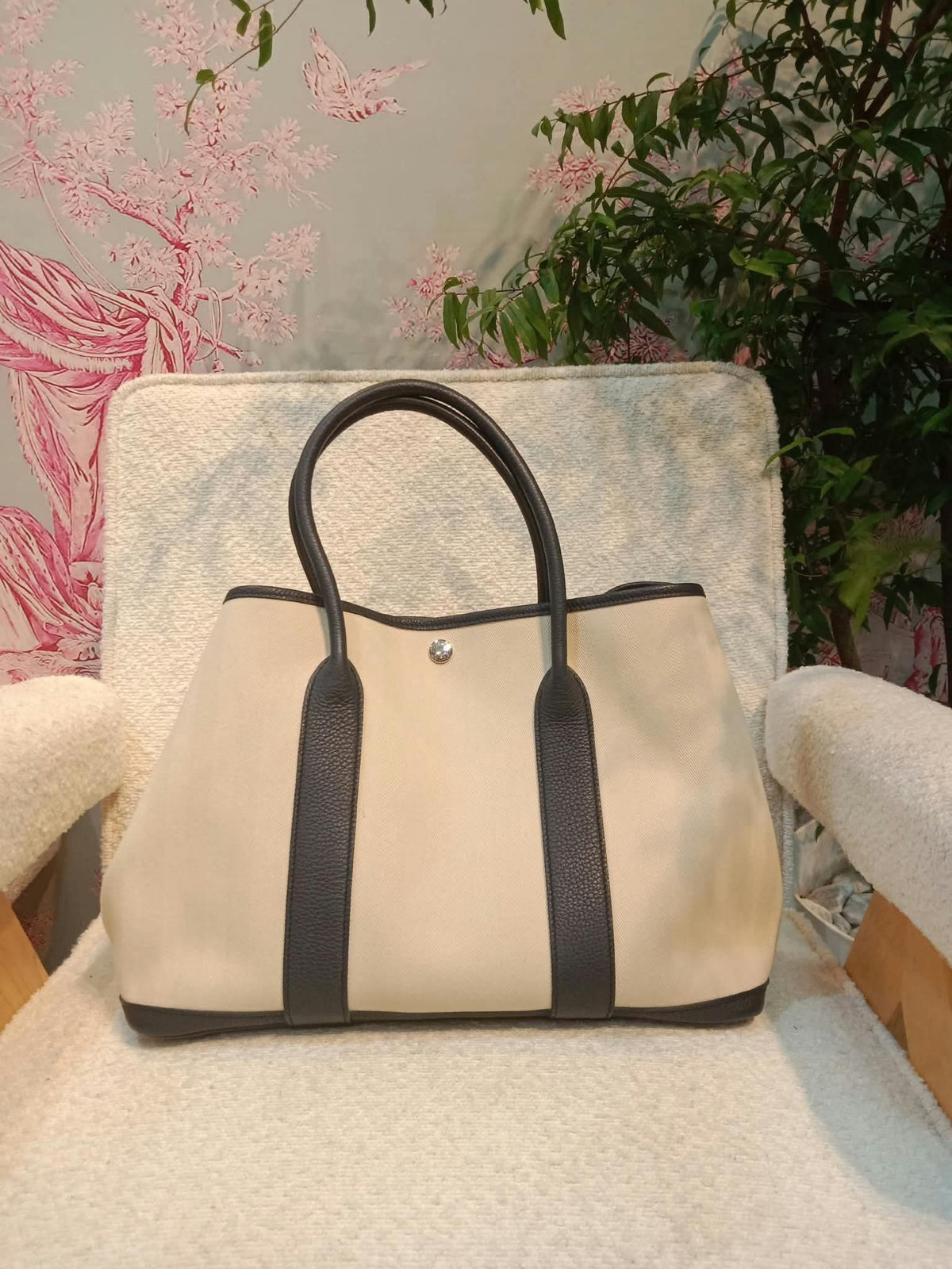 Hermes Garden Party 36 Beige/Noir Stamp D 2019