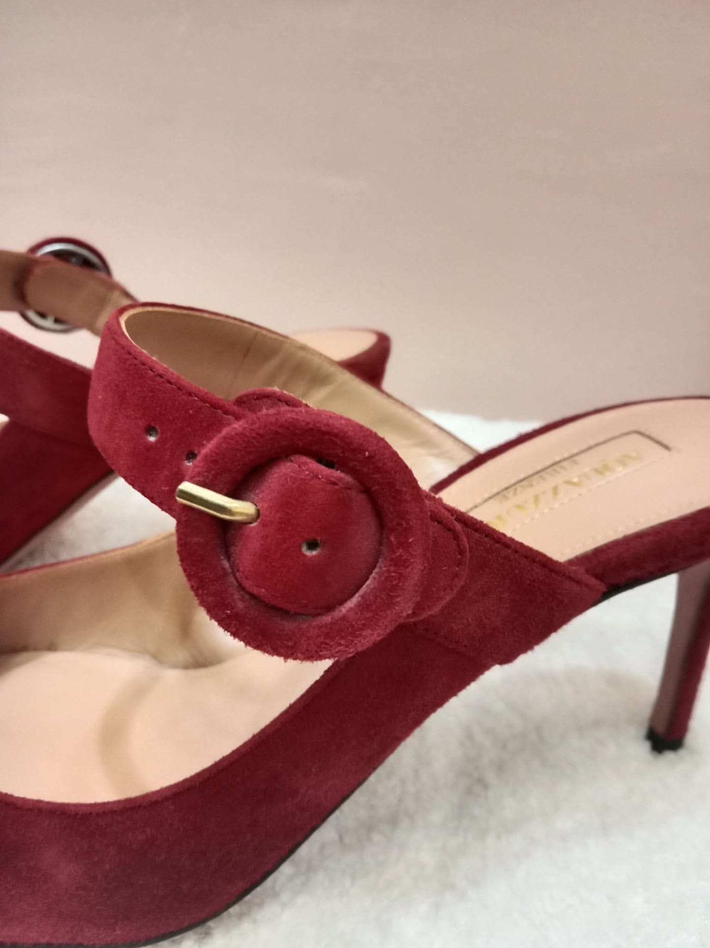 Aquazzura Blossom Suede Pointed Toe Mules Red Size 35.5