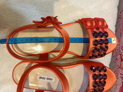 Miu Miu Platform Sandals Orange Size 36.5