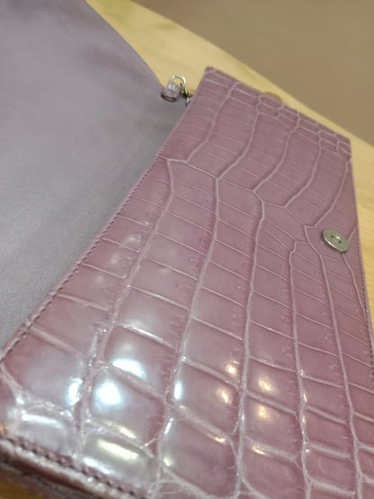 Dior Crocodile Embossed Mauve Clutch