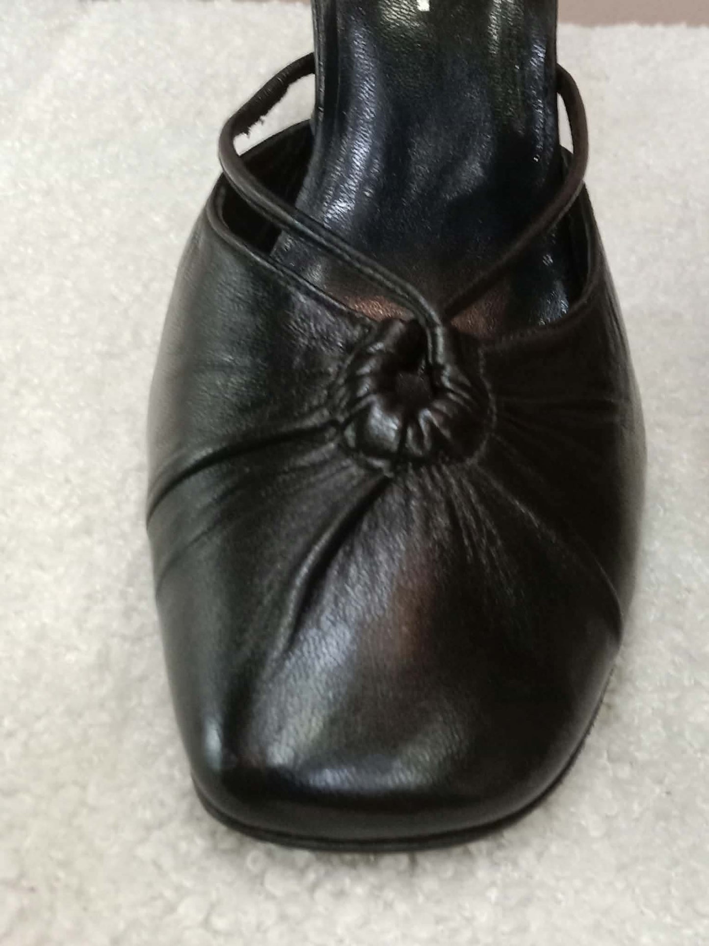 Chanel Black Leather Heels Knotted Toe Design and Draped Ankle Cuff Black Size 38