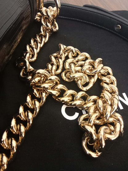 Chanel Leboy Lizard/Calfskin Black Leboy Small Series 27