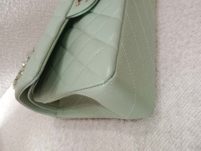 Chanel 24C Timeless Classic Double Flap Caviar Green Caviar Microchipped