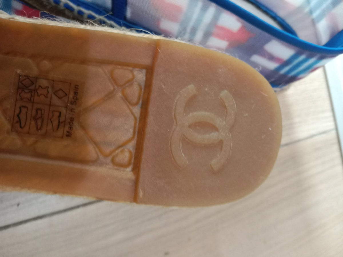 Chanel CC Espadrille Flats Blue Size 37