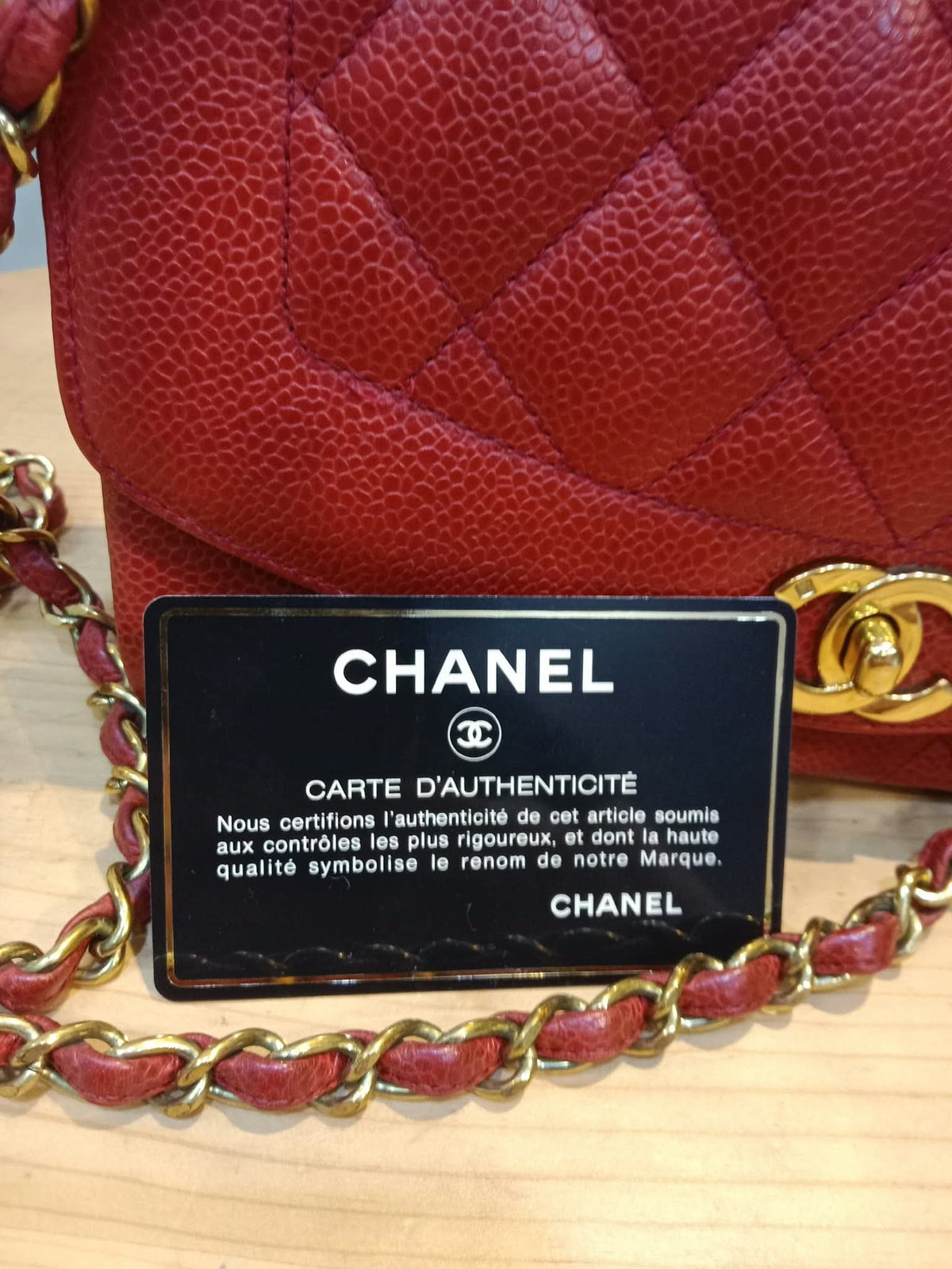 Chanel Diana Quilted Caviar Leather Red Series 2