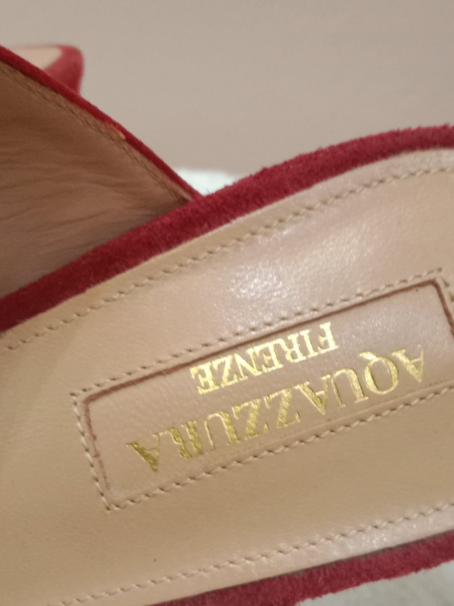 Aquazzura Blossom Suede Pointed Toe Mules Red Size 35.5