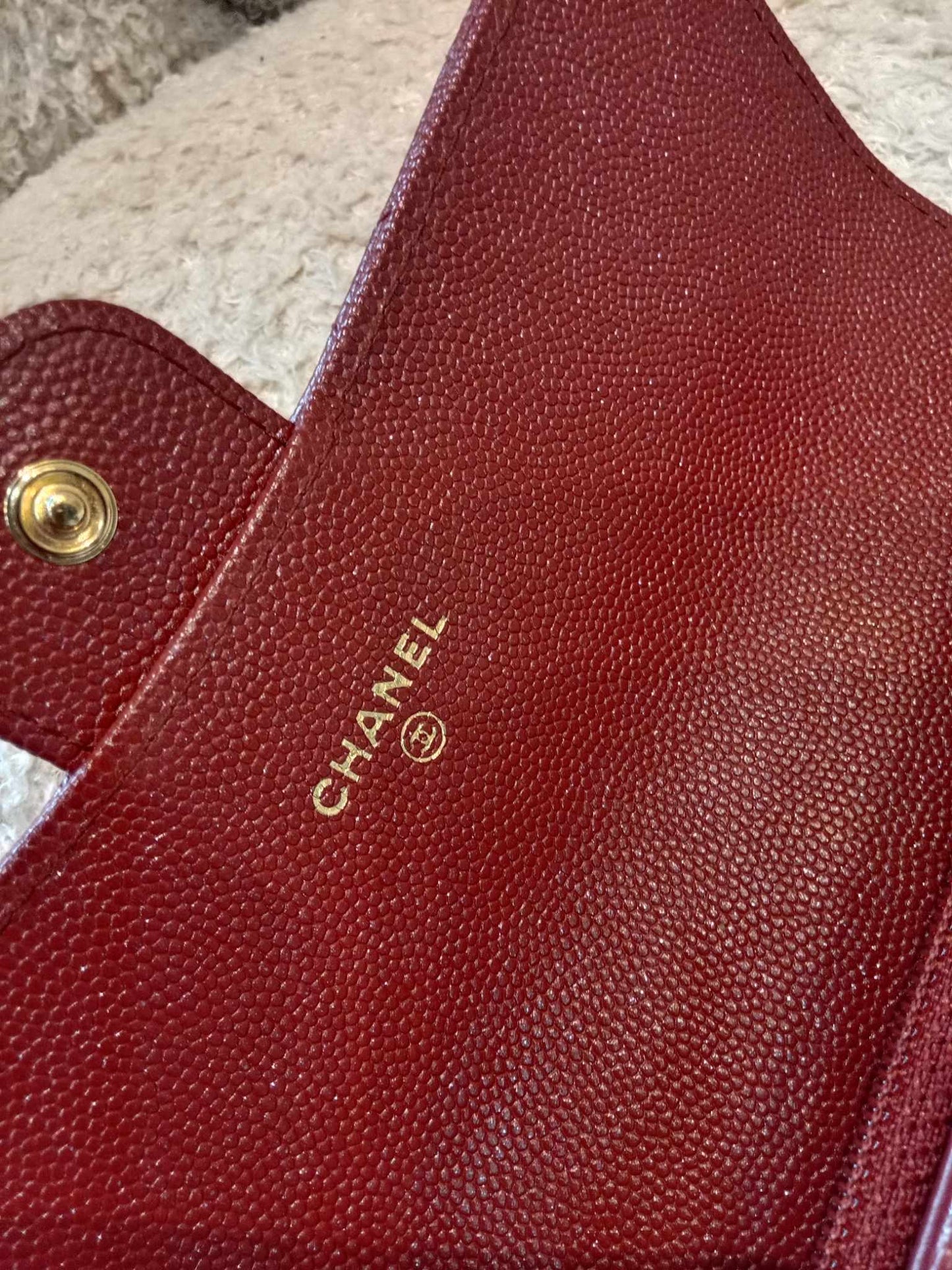 Chanel Long Flap Wallet Caviar Burgundy Series 25