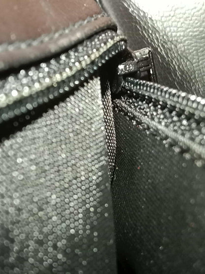 Chanel Vanity Black Leather Stitched Cosmetic Beauty Bag Series 2