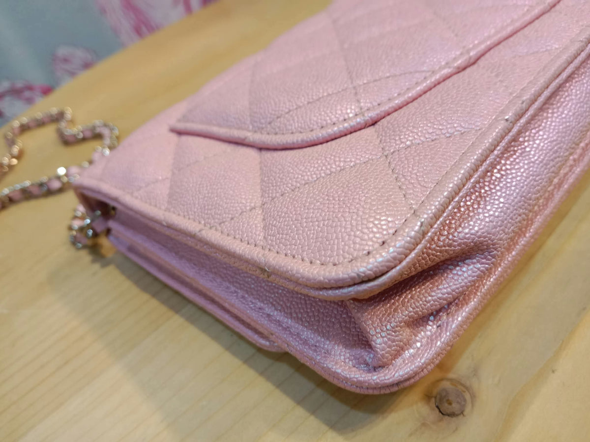 Chanel Classic Wallet on Chain Pink Iridescent Caviar Series 27