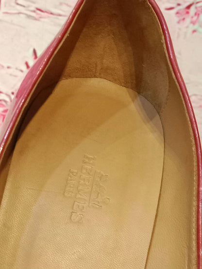 Hermes Heels Sandals Red Patent Size 38