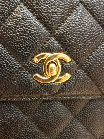 Chanel Vintage Caviar Kelly Flap Tophandle Black Series 7