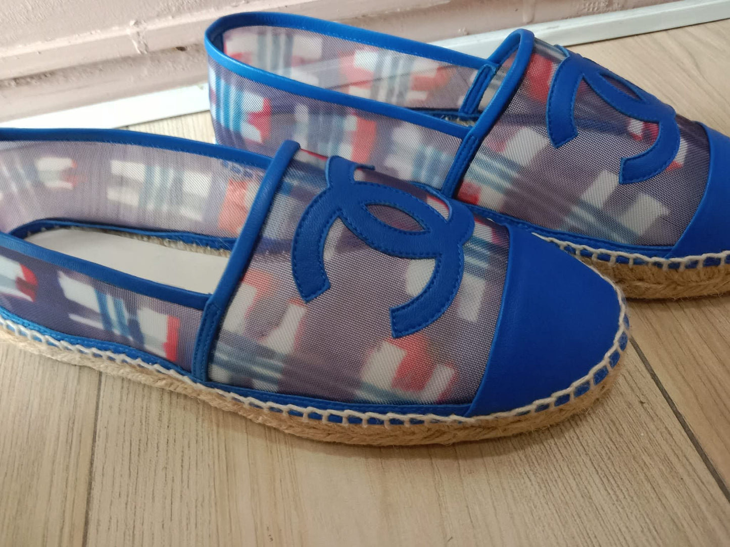 Chanel CC Espadrille Flats Blue Size 37