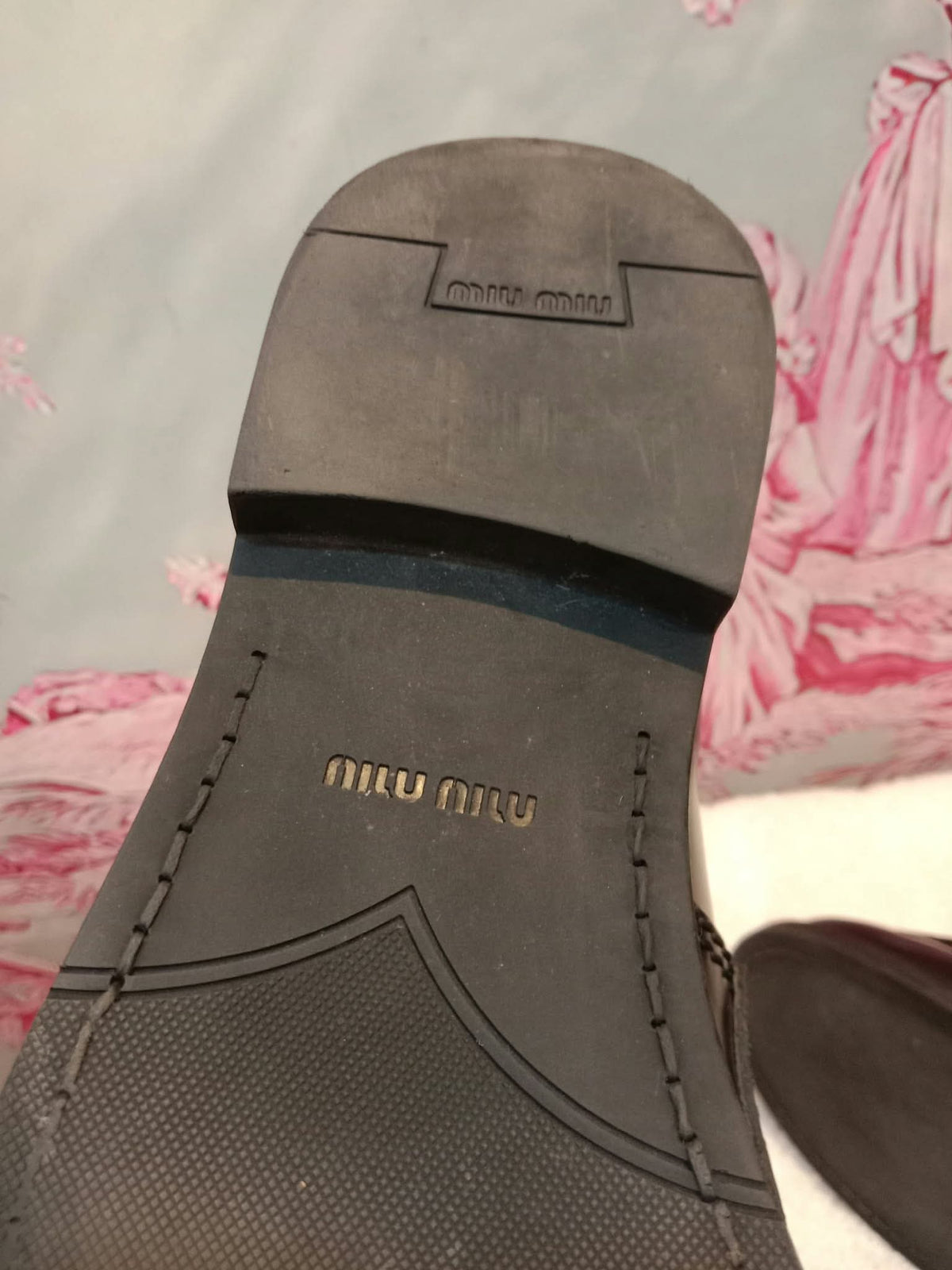 Miu Miu Brushed Penny Loafers Leather Black Size 35
