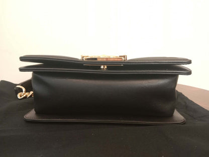 Chanel Leboy Lizard/Calfskin Black Leboy Small Series 27