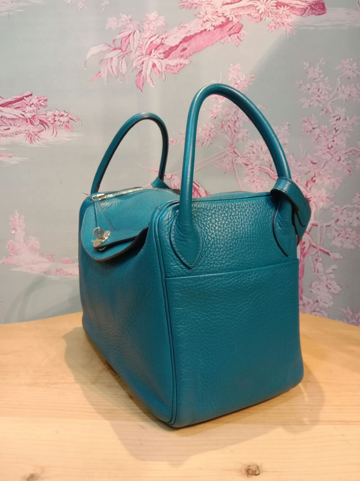 Hermes Lindy 30 Clemence Bleu Izmir Stamp R 2014