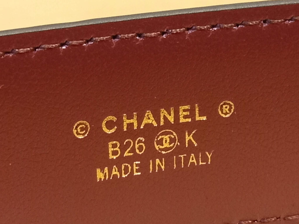 Chanel Crocodile Embossed Calfskin & Metal Belt Black Brandnew