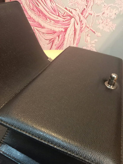 Chanel Boy Flap Black Caviar Old Medium Series 28