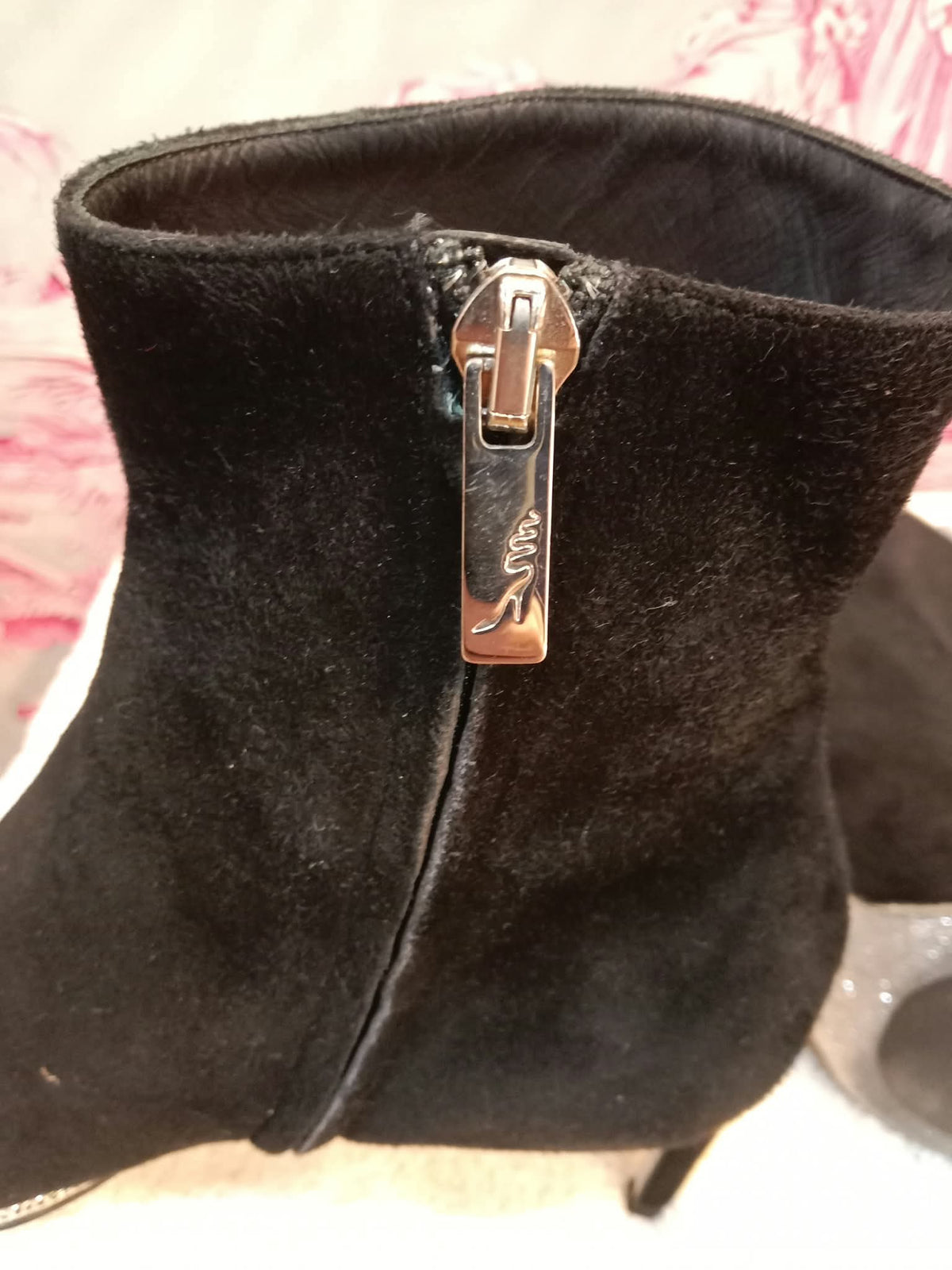 Rene Caovilla Suede Stiletto Ankle Boots Black  Size 37.5