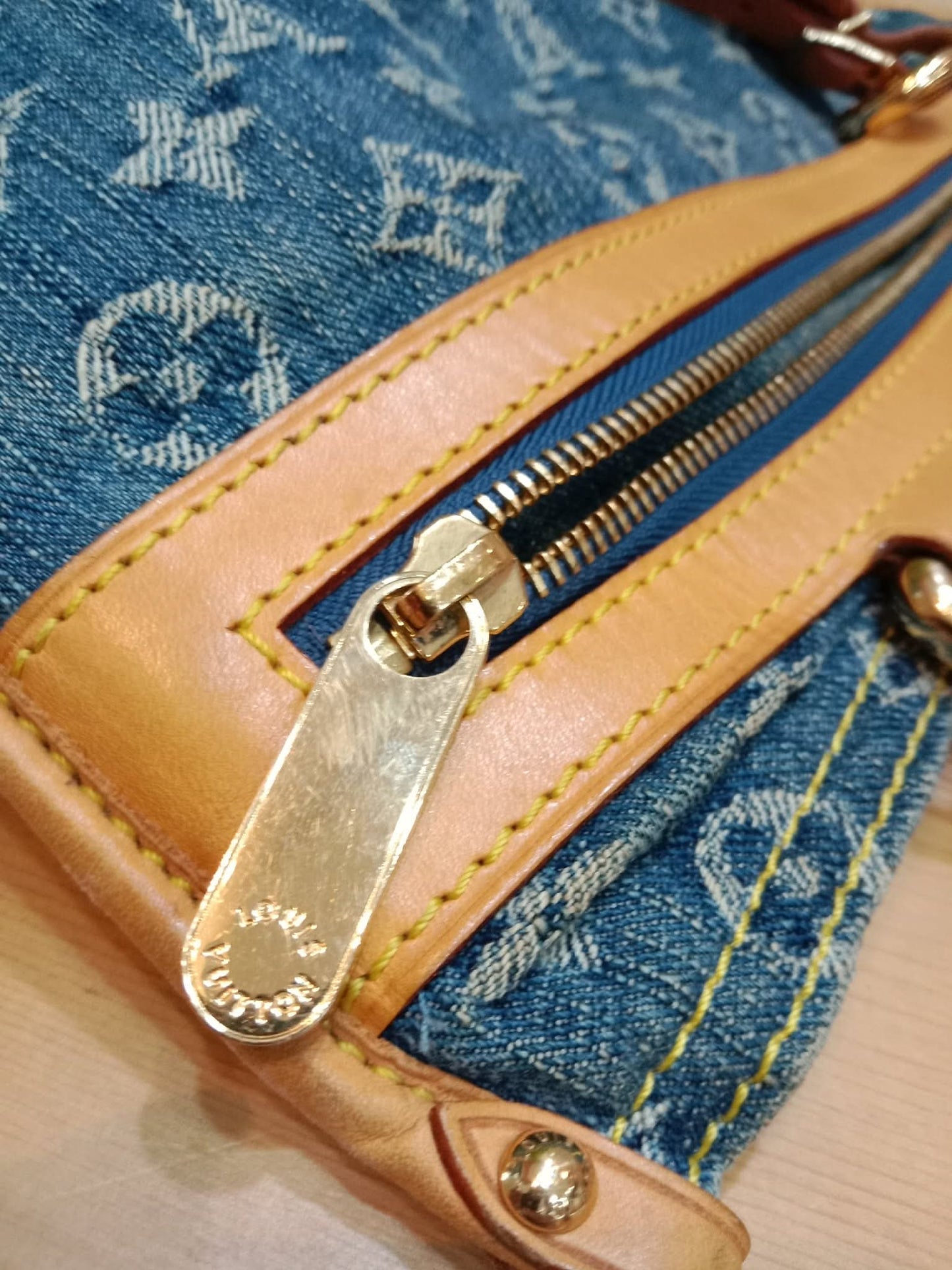 Louis Vuitton Monogram Denim Sac Plat Blue
