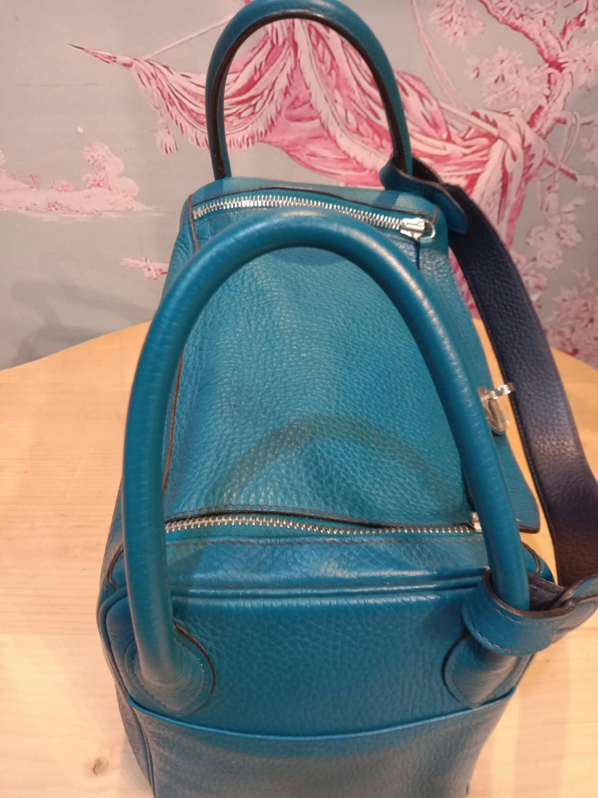 Hermes Lindy 30 Clemence Bleu Izmir Stamp R 2014