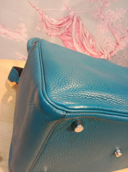 Hermes Lindy 30 Clemence Bleu Izmir Stamp R 2014
