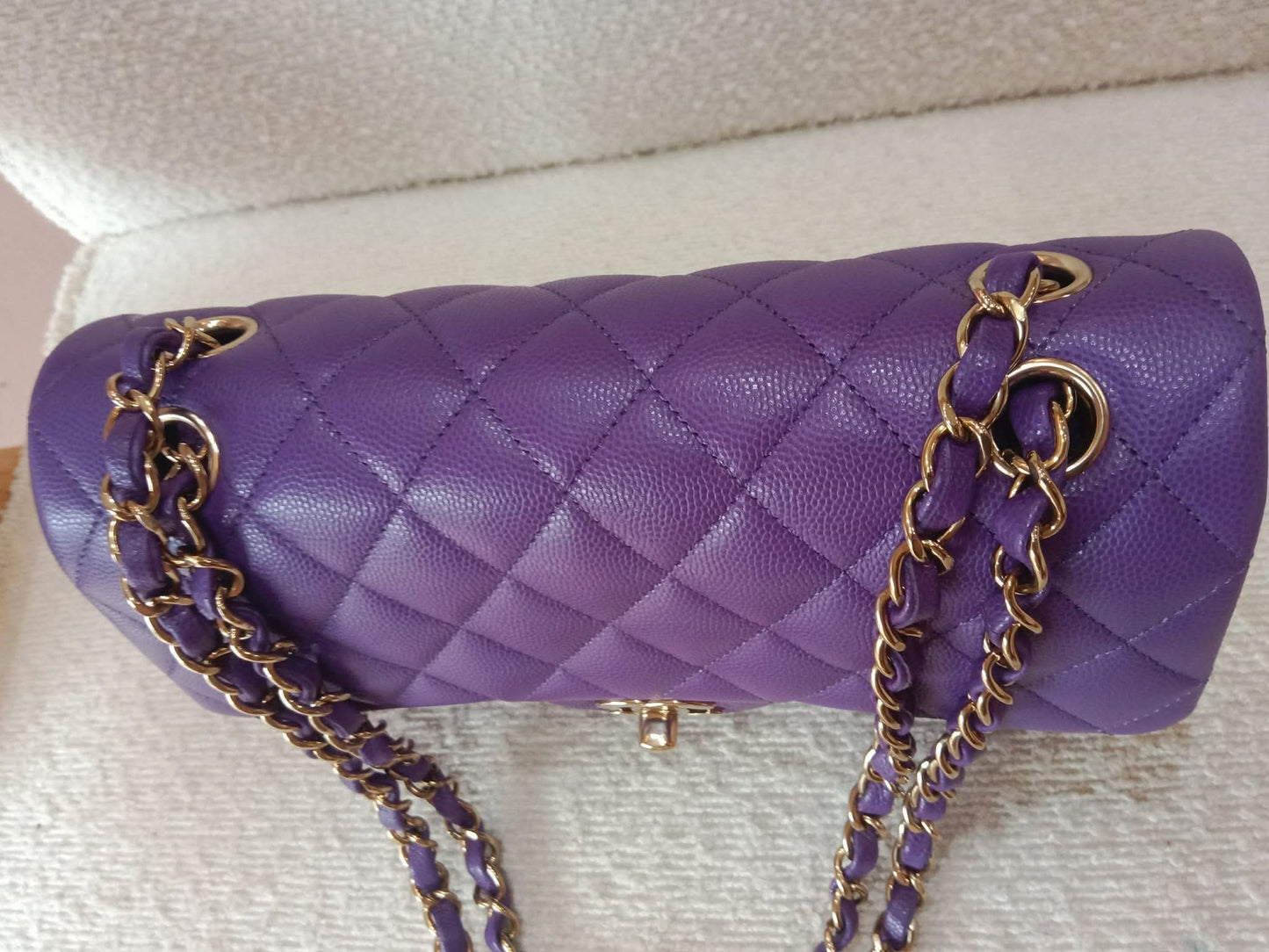 Chanel Metiers D'Art 2022 Timeless Classic Quilted Double Flap Small Caviar Microchipped Purple