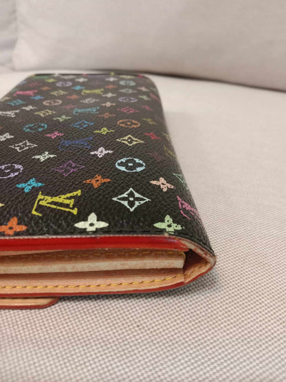 Louis Vuitton Multicolor Black Long Button Wallet