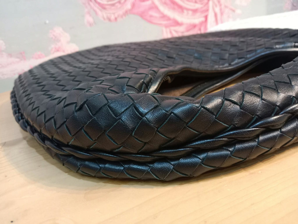 Bottega Veneta Hobo Intrecciato Bag Black