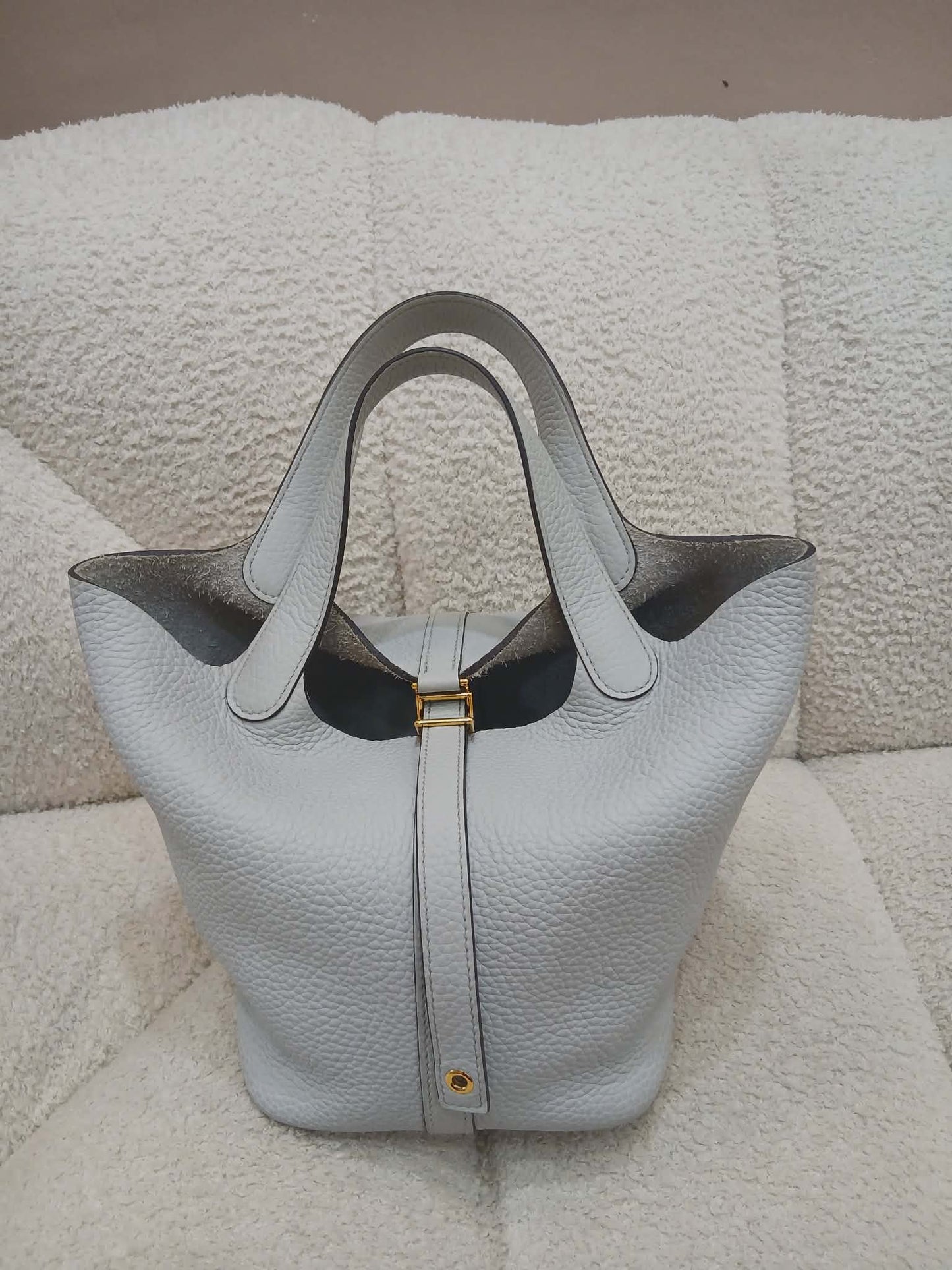 Hermes Picotin 18 Bleu Glacier Clemence Stamp Z 2021