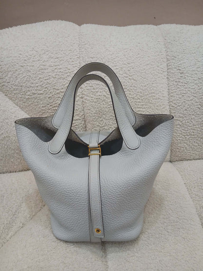 Hermes Picotin 18 Bleu Glacier Clemence Stamp Z 2021