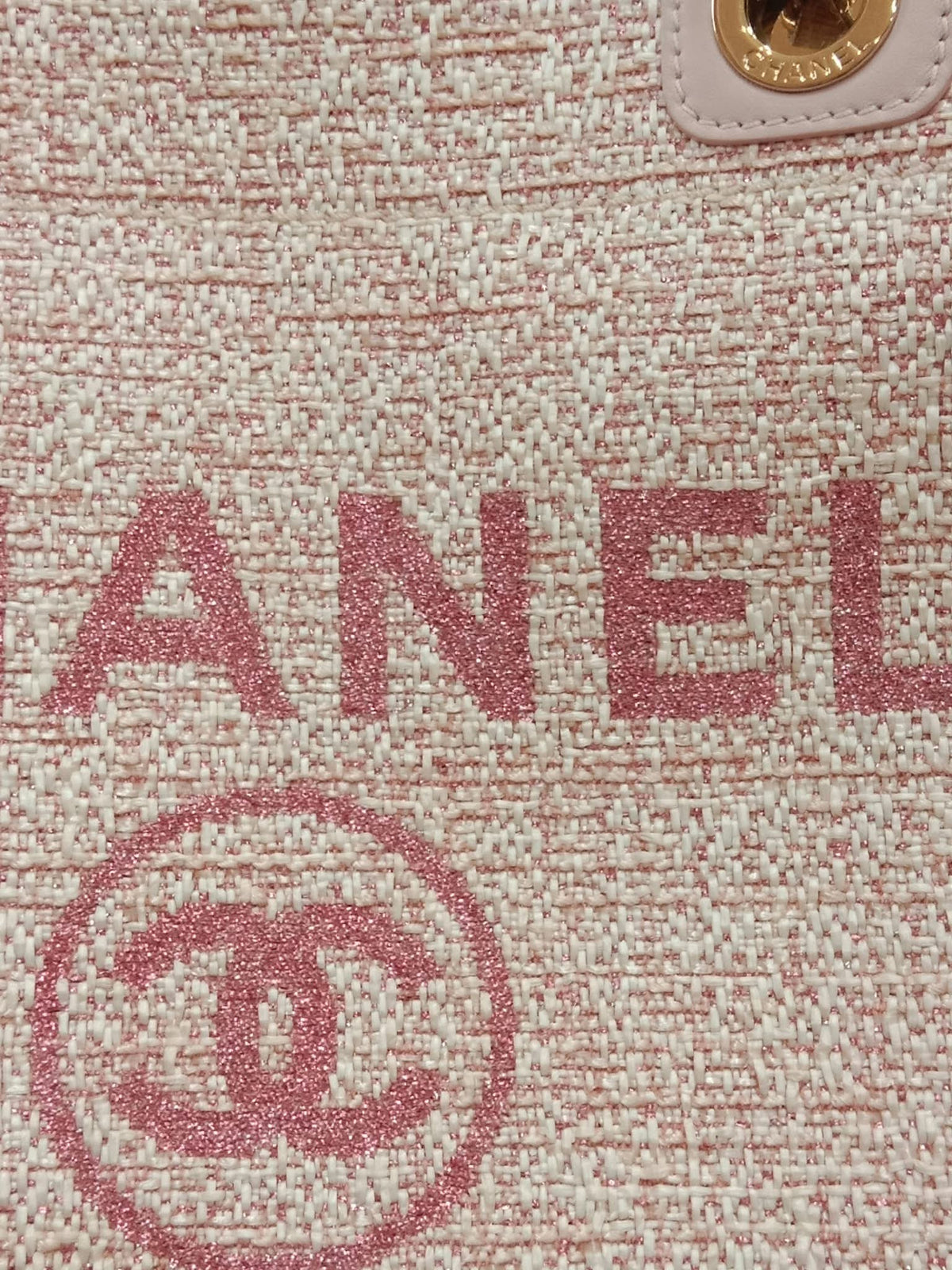 Chanel Deauville Tote Tweed Pink Microchipped
