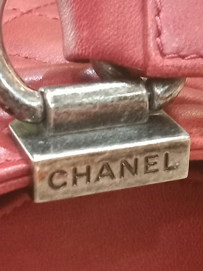 Chanel Le Boy Bag Red Lambskin Medium Series 18