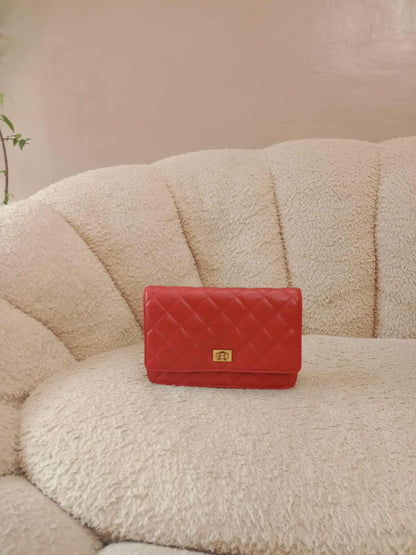 Chanel Wallet on Chain Lambskin Red Series 13