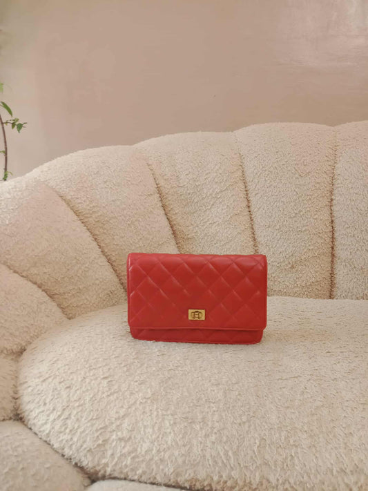 Chanel Wallet on Chain Lambskin Red Series 13