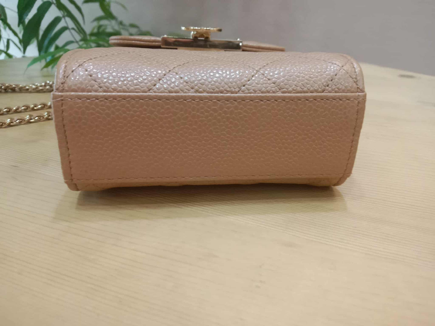 Chanel Golden Class Phone Holder Caviar Crossbody Bag Beige Series 25