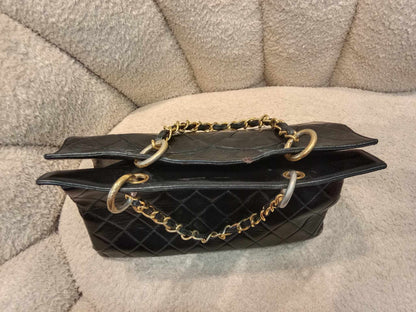 Chanel Vintage Timeless Shopping Tote Quilted Lambskin Black Series 4