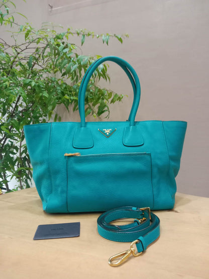 Prada Vitello Daino Turquoise Bag