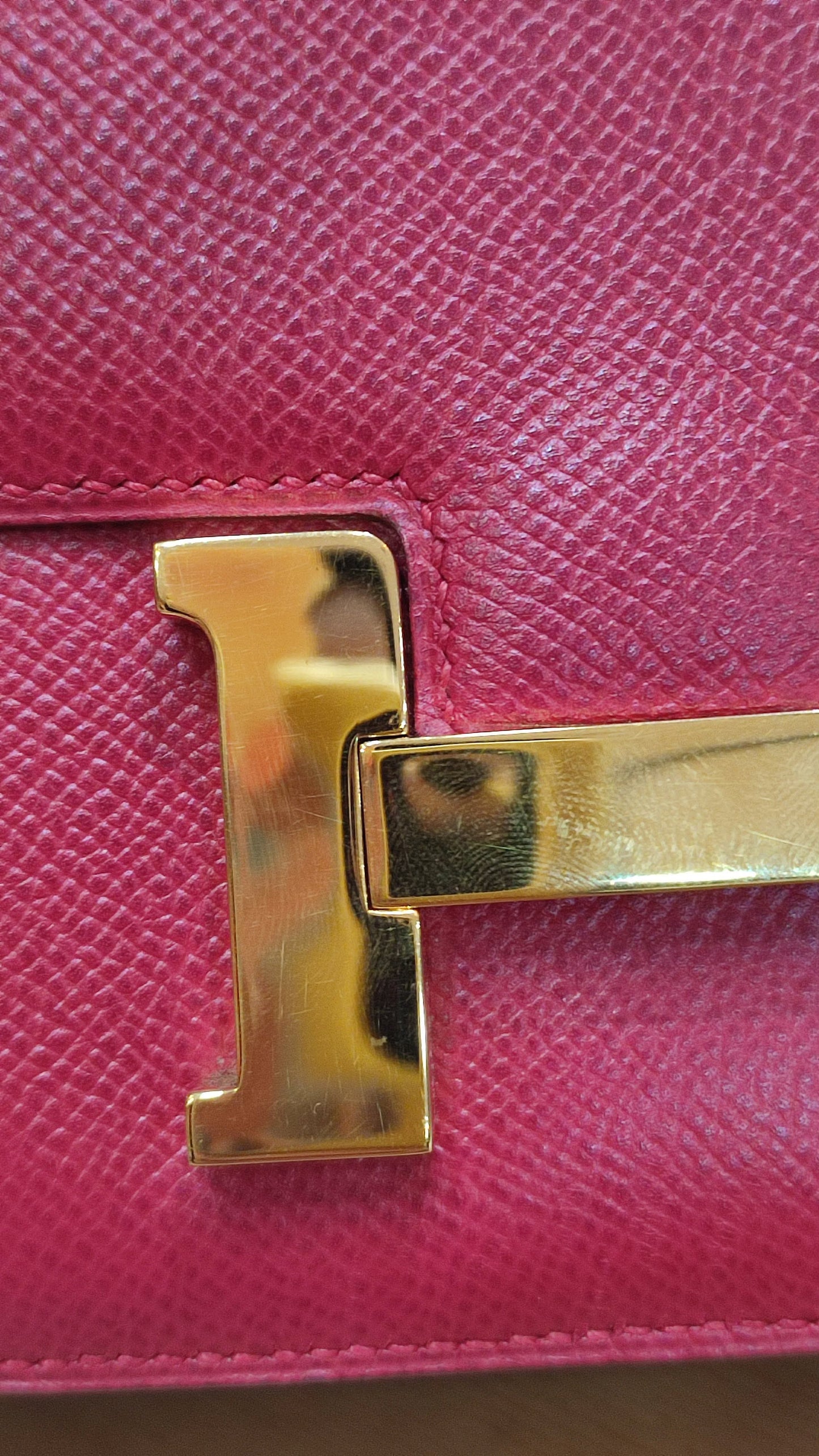 Hermes Constance 18 Red Courchevel Stamp Y Circle 1995