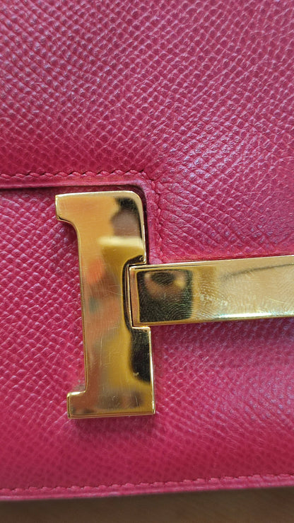Hermes Constance 18 Red Courchevel Stamp Y Circle 1995