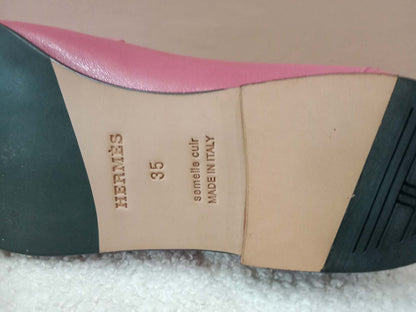 Hermes Colette Loafers Gold-Plated Roulis Size 35 Pink