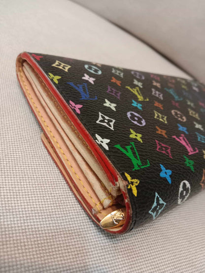 Louis Vuitton Multicolor Black Long Button Wallet