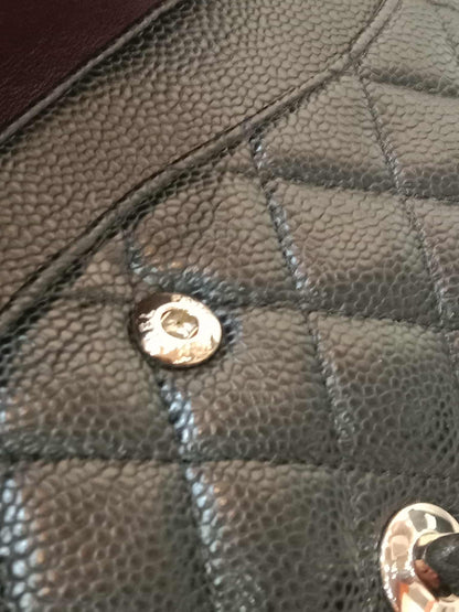 Chanel Classic Double Flap Medium Black Caviar Series 19