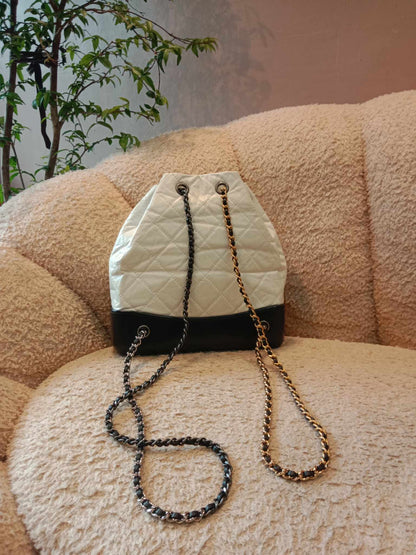 Chanel Gabrielle Aged Calfskin Backpack Black & White Series 24