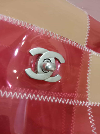 Chanel PVC Patchwork Stitched Flap Bag Beige/Pink Series 5