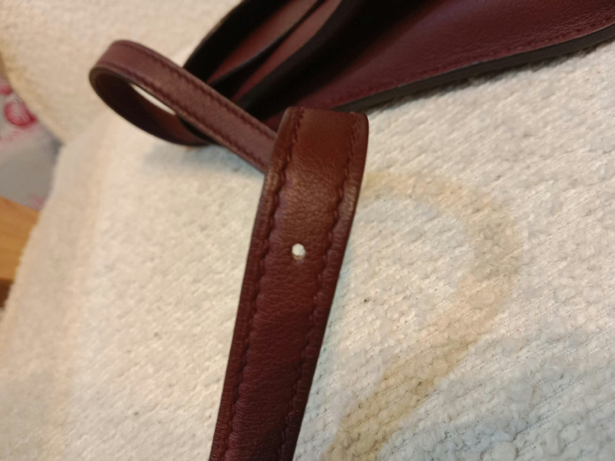 Hermes Halzan 22 Burgundy Clemence Stamp A 2017