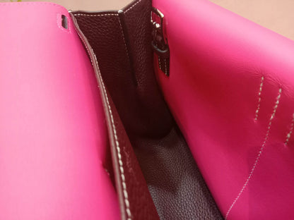 Hermes Halzan 31 Clemence Bicolor Rouge/Pink Stamp B 2023